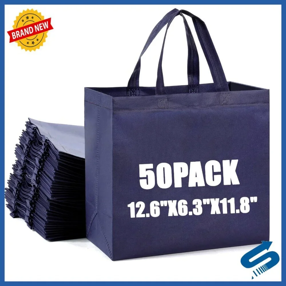 Reusable Foldable Tote Bags Non-Woven Grocery Shopping Bulk Pack Eco-Friendly
